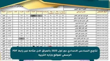 نتائج السادس الإعدادي دور أول 2025 بالعراق الآن متاحة عبر رابط PDF الرسمي لموقع وزارة التربية